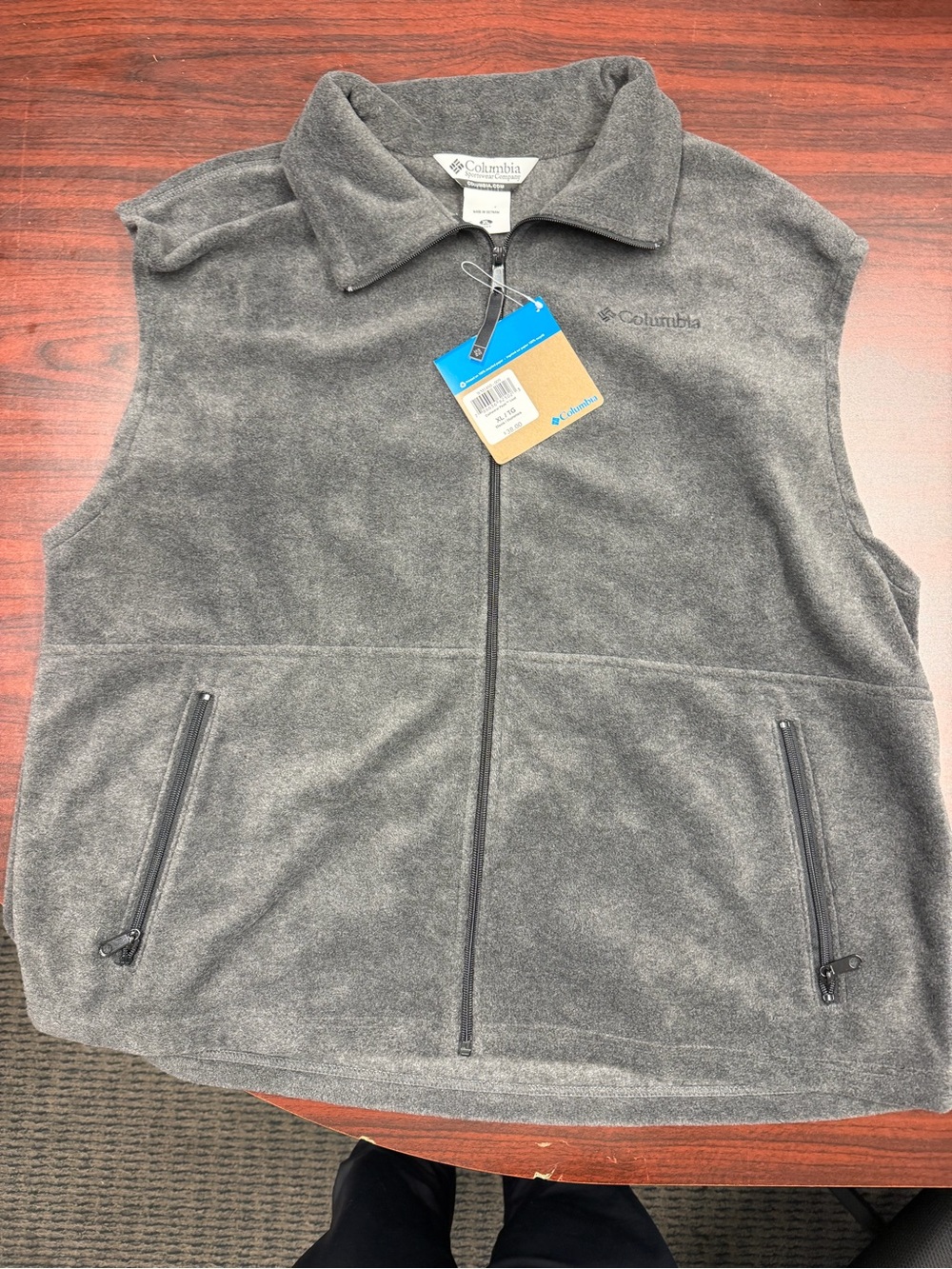 Columbia Men's Charcoal Gray Fleece Vest - Zip Front